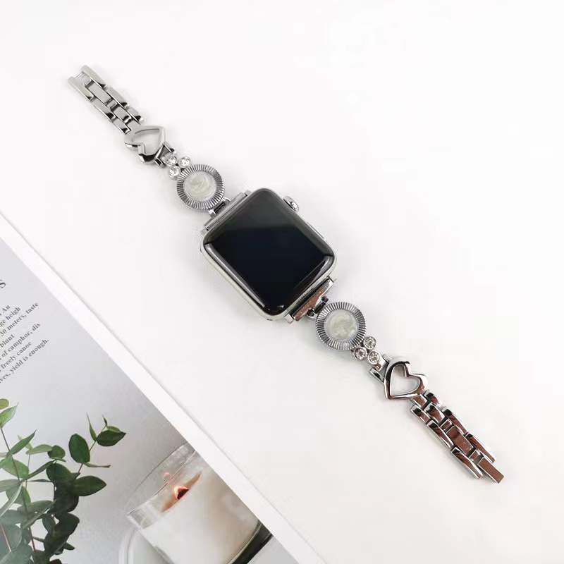 For Apple Watch Ultra 2 49mm Series 9 45mm SE (2023) 44mm Ultra 49mm 8 7 45mm 6 5 4 SE (2022) SE 44mm 3 2 1 42mm Metal Heart Ethnic Style Bracelet Rhinestone Decor Wrist Strap Watch Band For Apple Watch Ultra 2 49mm Series 9 45mm SE (2023) 44mm Ultra 49mm 8 7 45mm 6 5 4 SE (2022) SE 44mm 3 2 1 42mm Metal Heart Ethnic Style Bracelet Rhinestone Decor Wrist Strap Watch Band